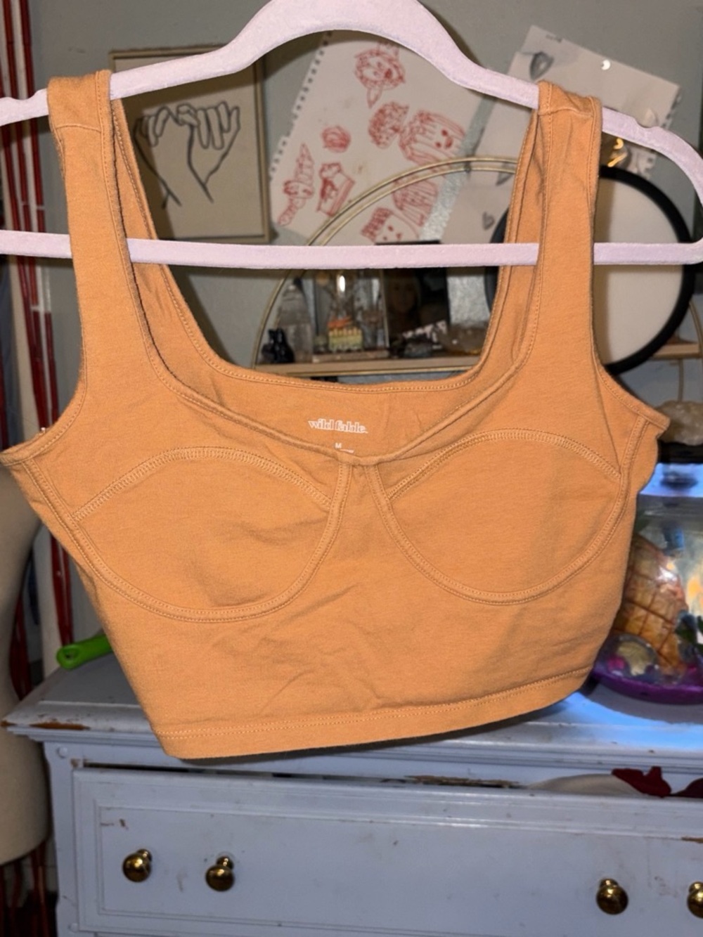 wild fable mustard-orange cropped sports bra tank